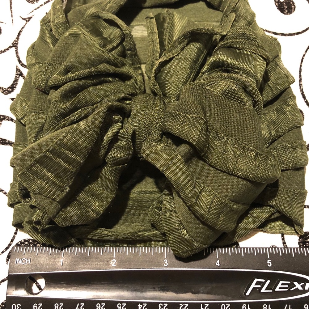 Olive ruffle messy bow